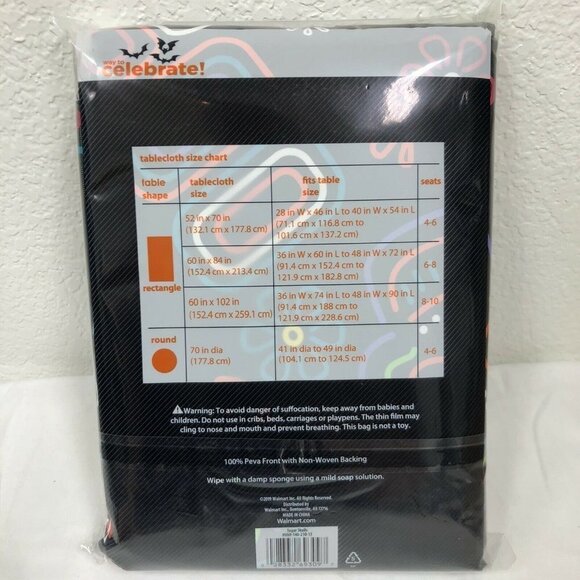 Day of the Dead Vinyl reusable Tablecloth 60" x 84" Halloween Dia De Los Muertos - Picture 2 of 3